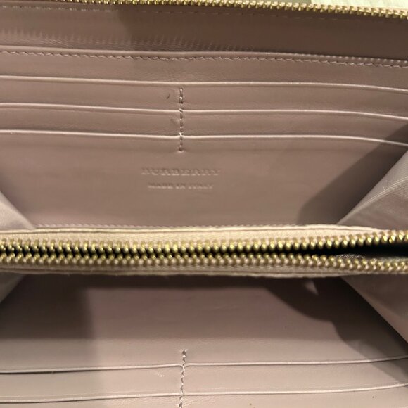Burberry Shimmery Pink Leather Zip Around Wallet - Picture 9 of 10